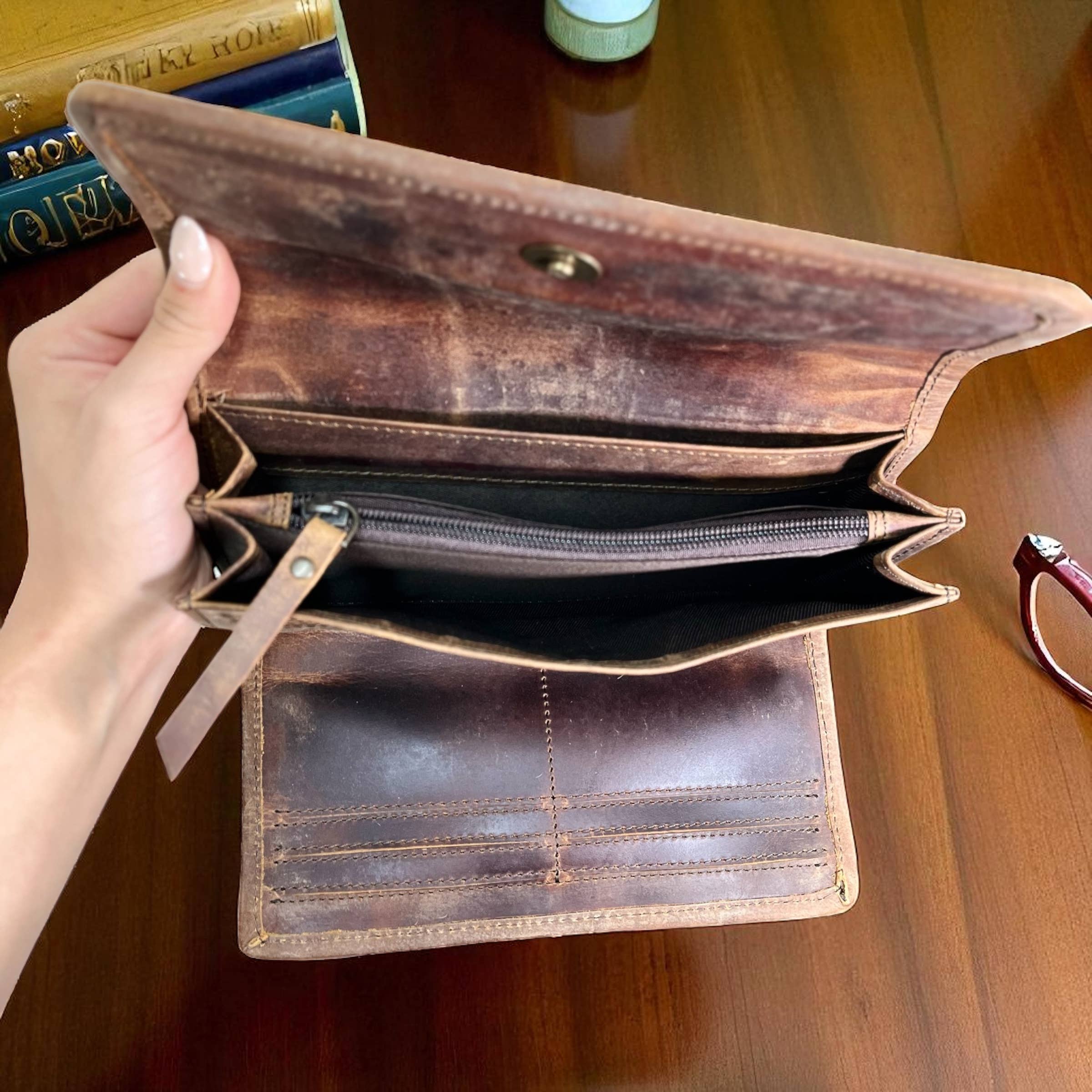 Tan Patchwork Cowhide & Leather Wallet 