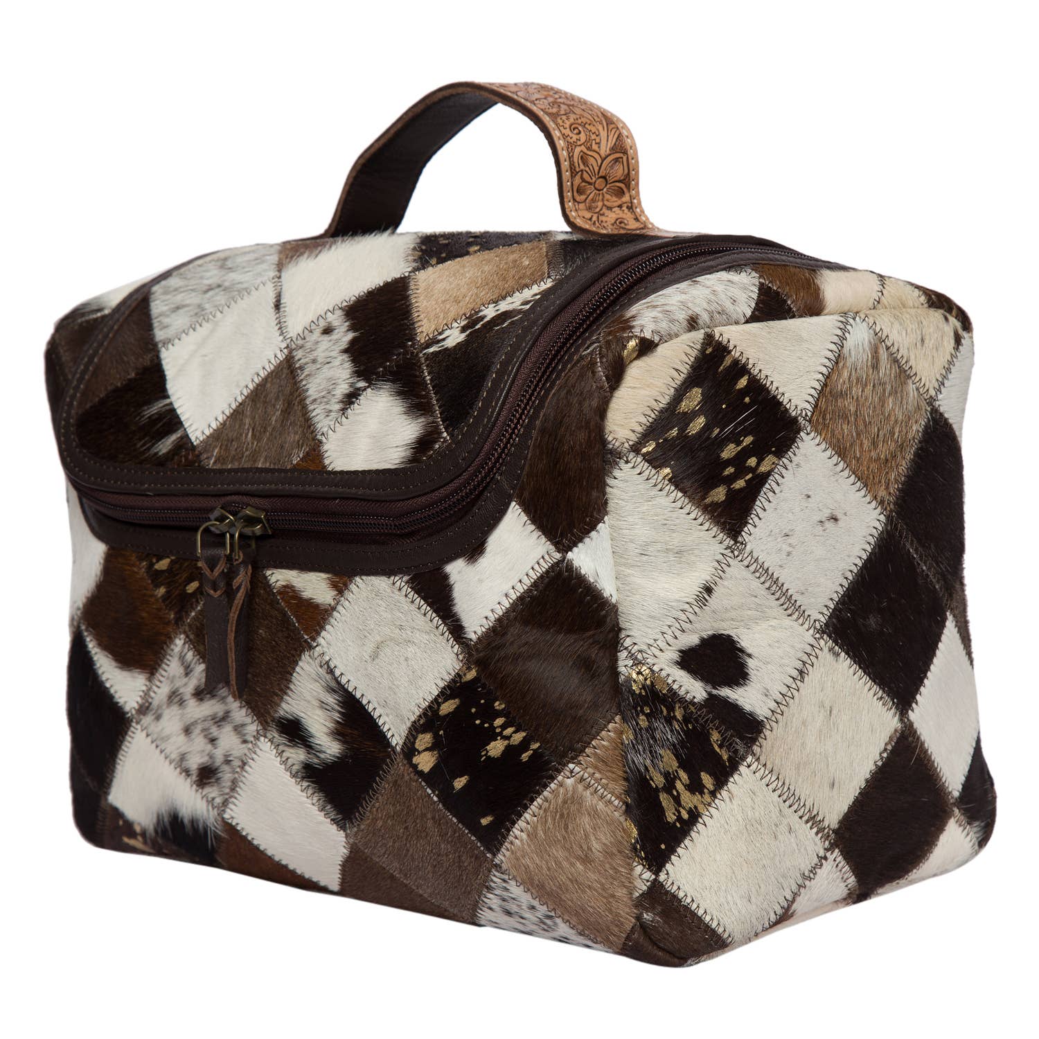 Patchwork Cowhide Toiletries Bag
