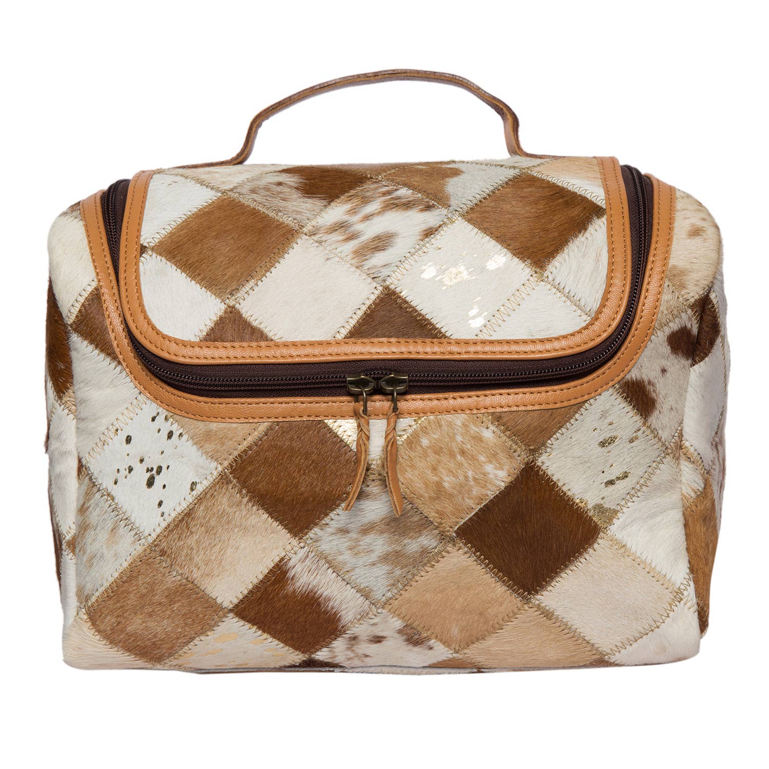 Patchwork Cowhide Toiletries Bag