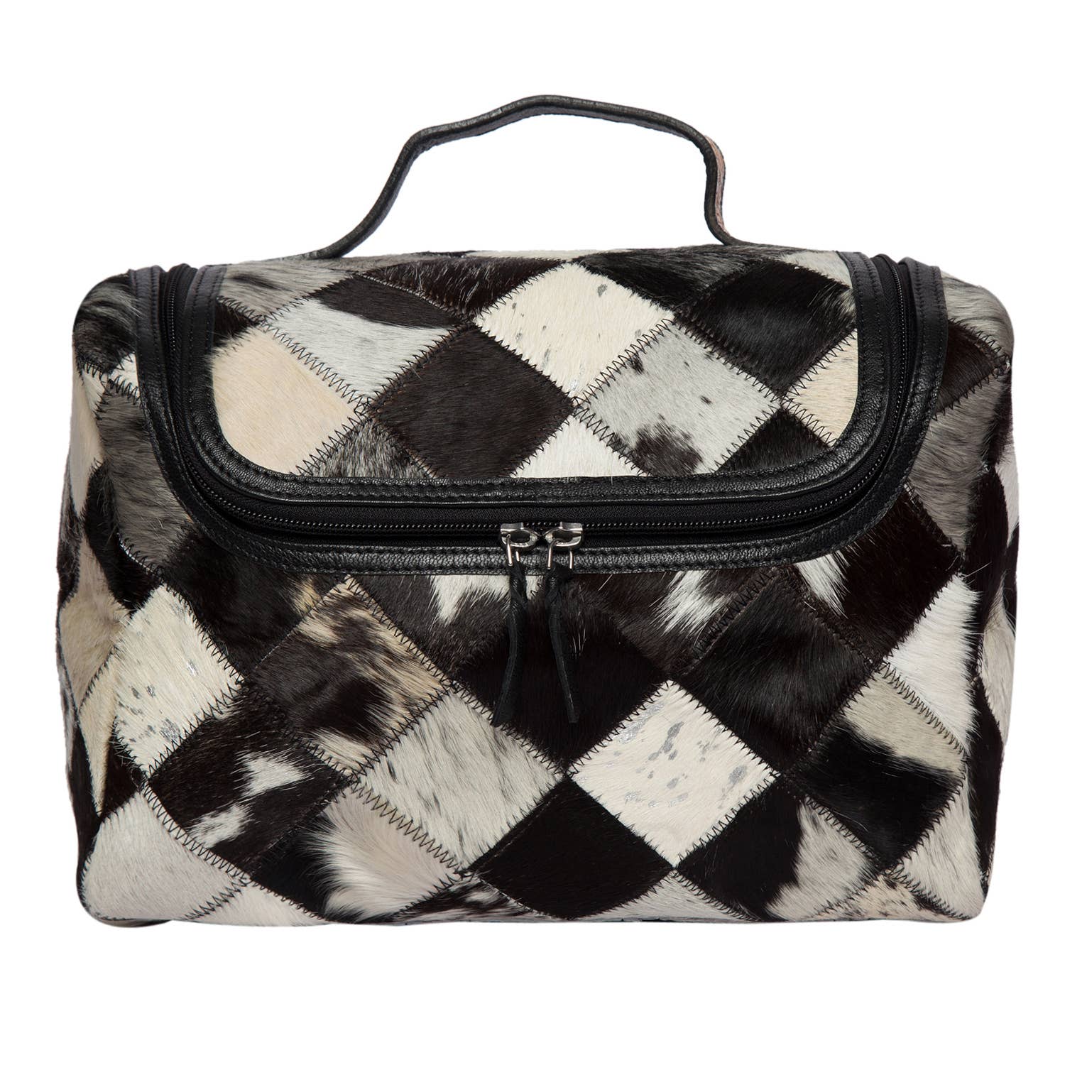 Patchwork Cowhide Toiletries Bag