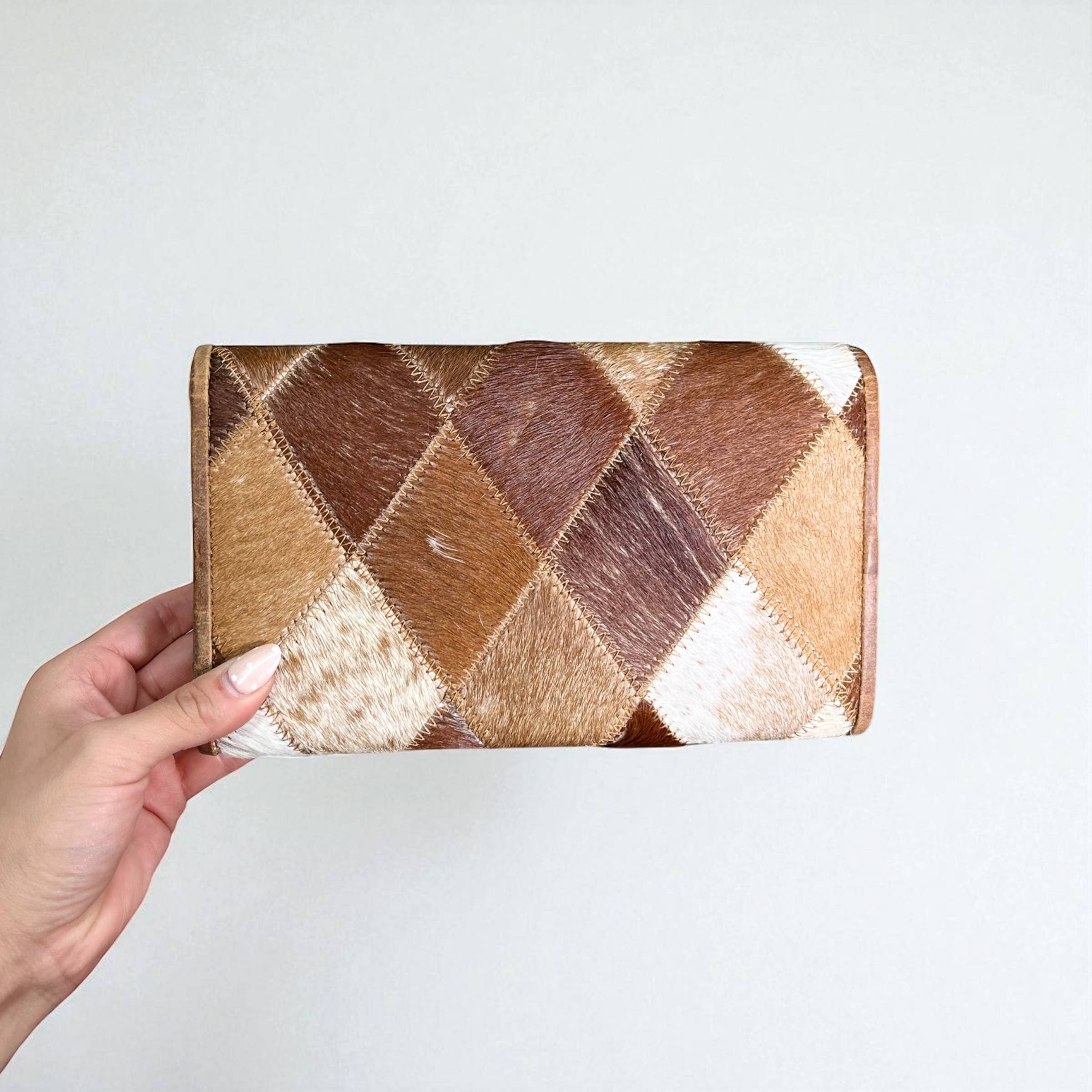 Tan Patchwork Cowhide & Leather Wallet 