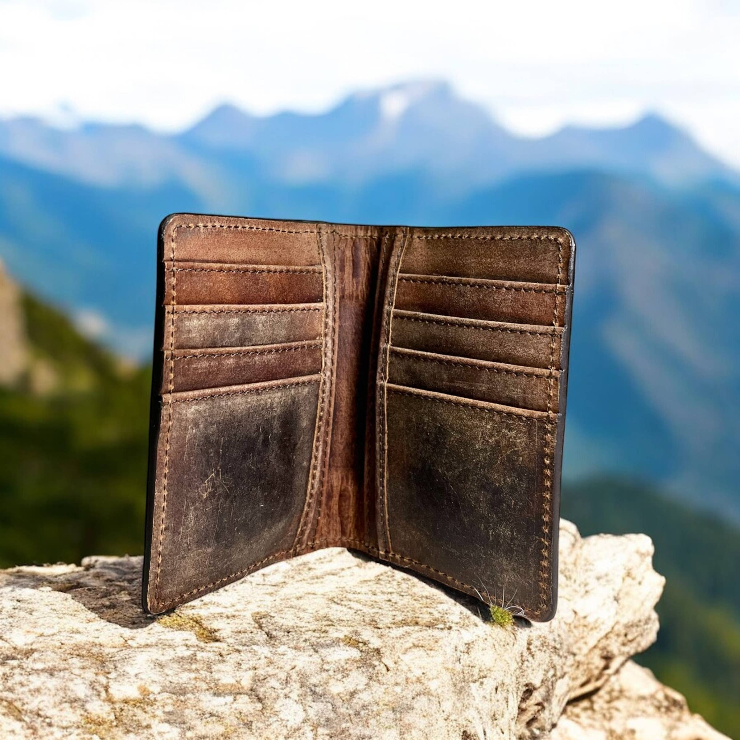 Basketweave Tooled Leather Wallet 