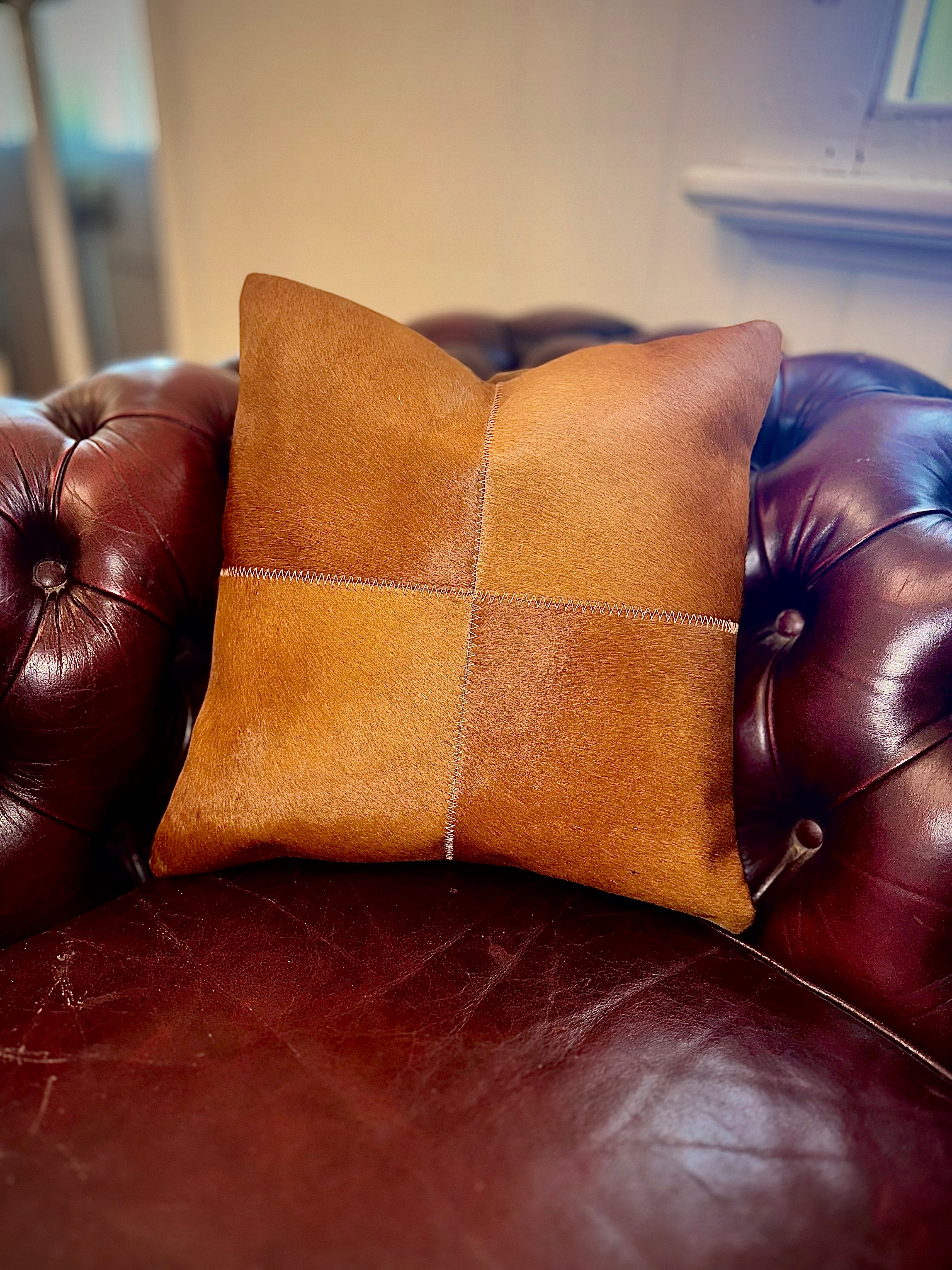Natural Patchwork Hide Pillow