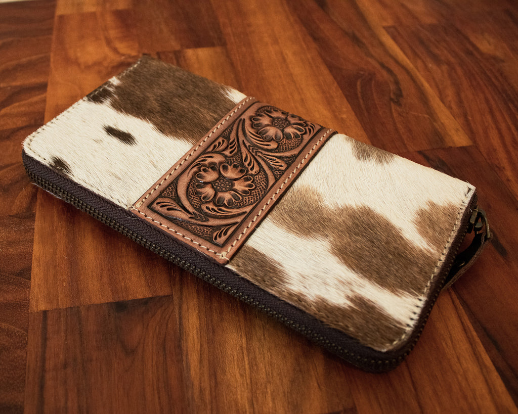 Cowhide Zipper Wallet