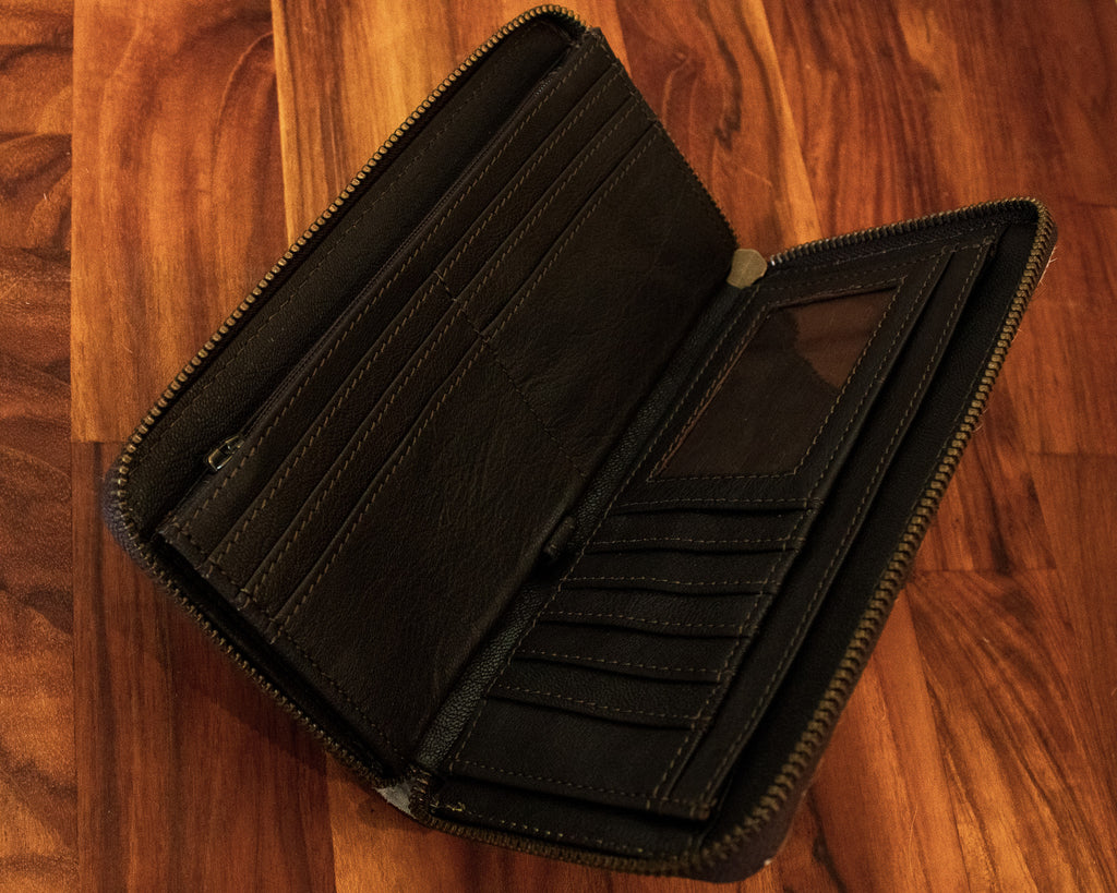 Cowhide Zipper Wallet