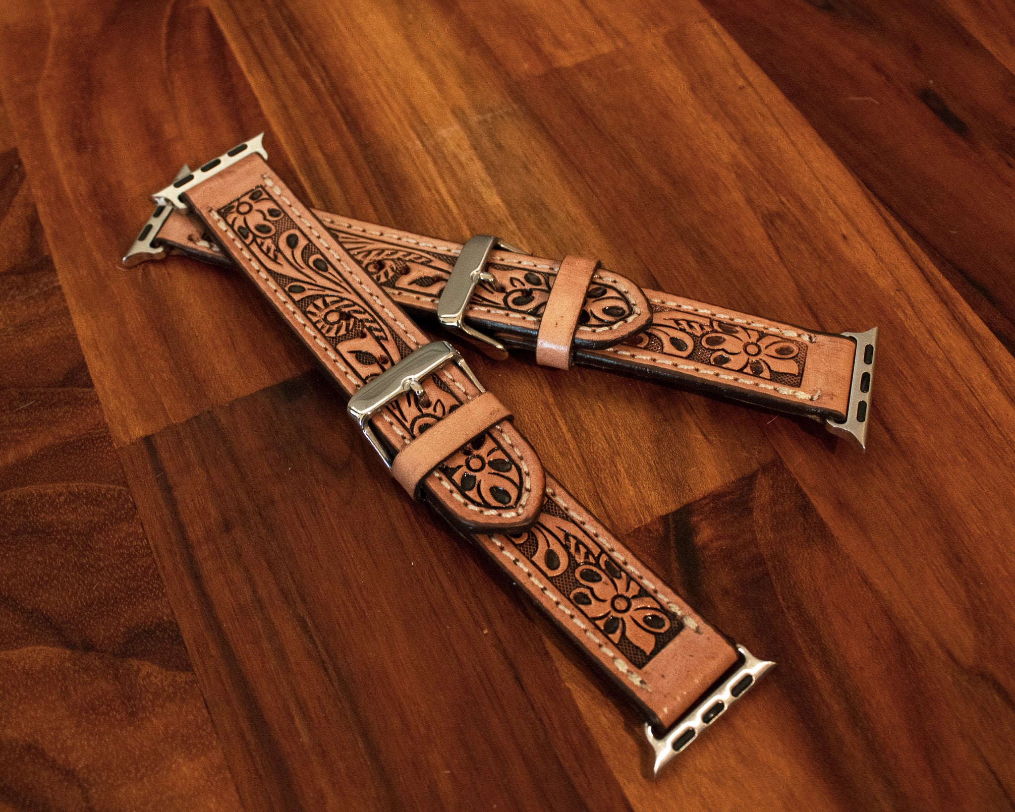Tooled Leather Apple Watch Strap