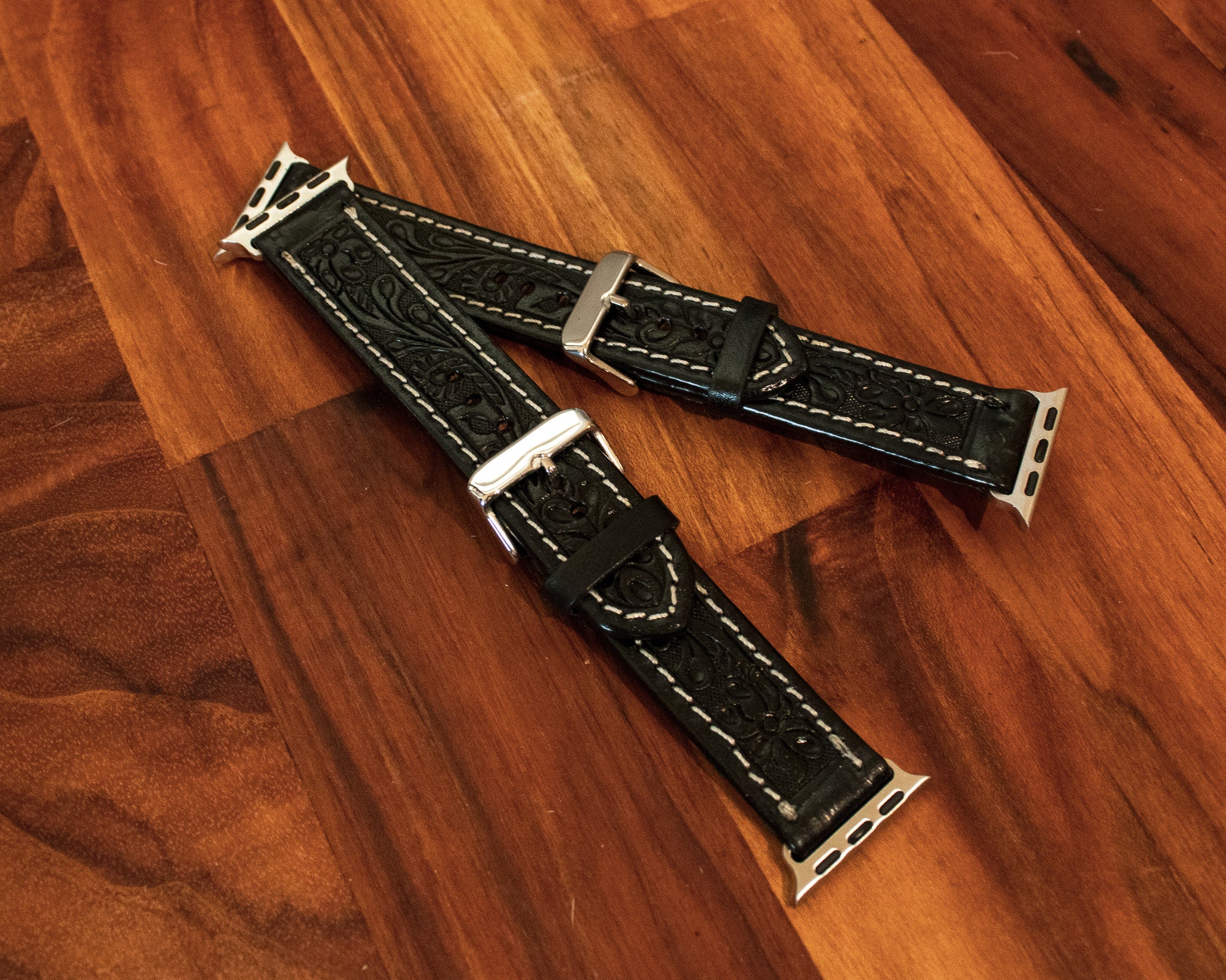 Tooled Leather Apple Watch Strap