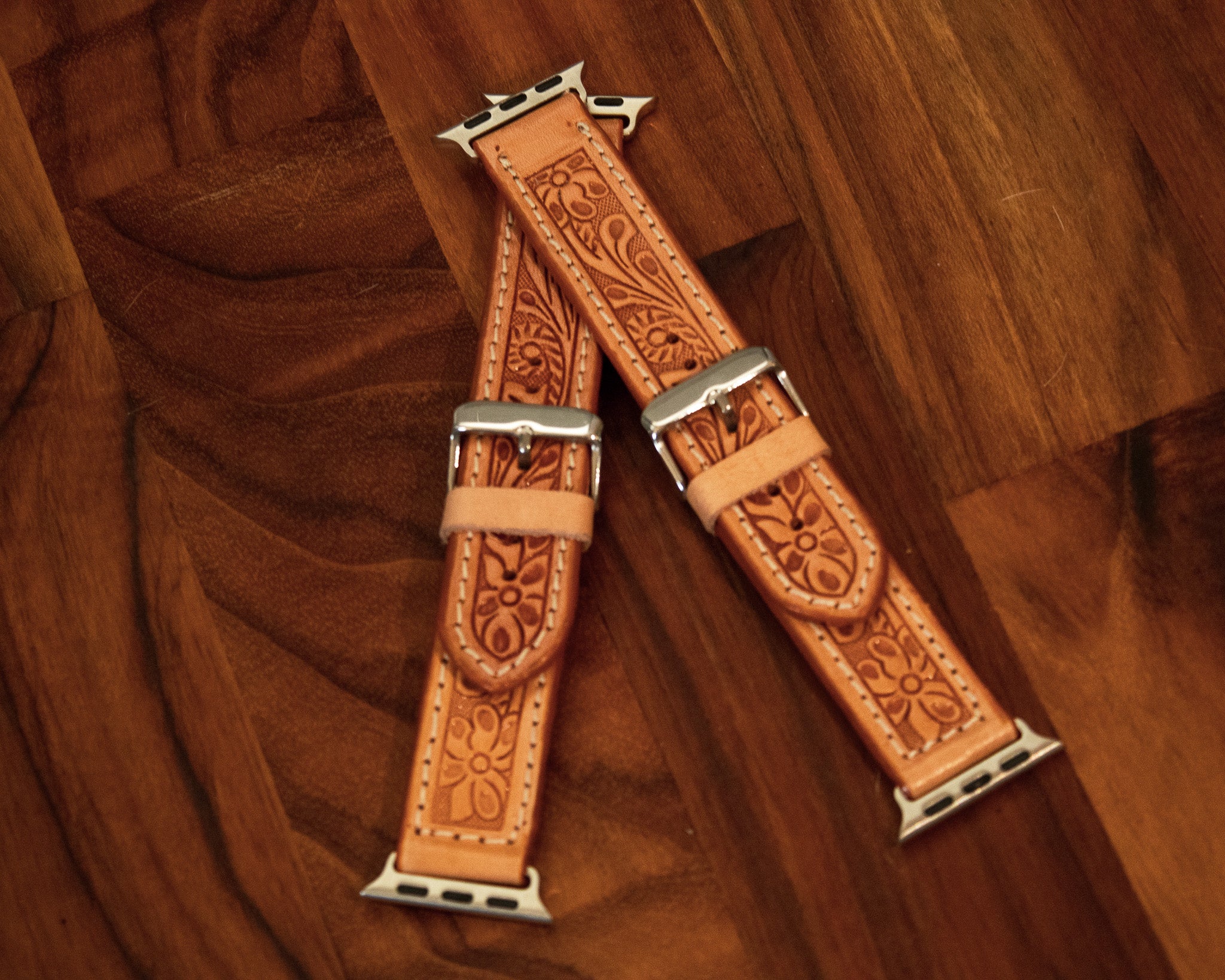 Tooled Leather Apple Watch Strap