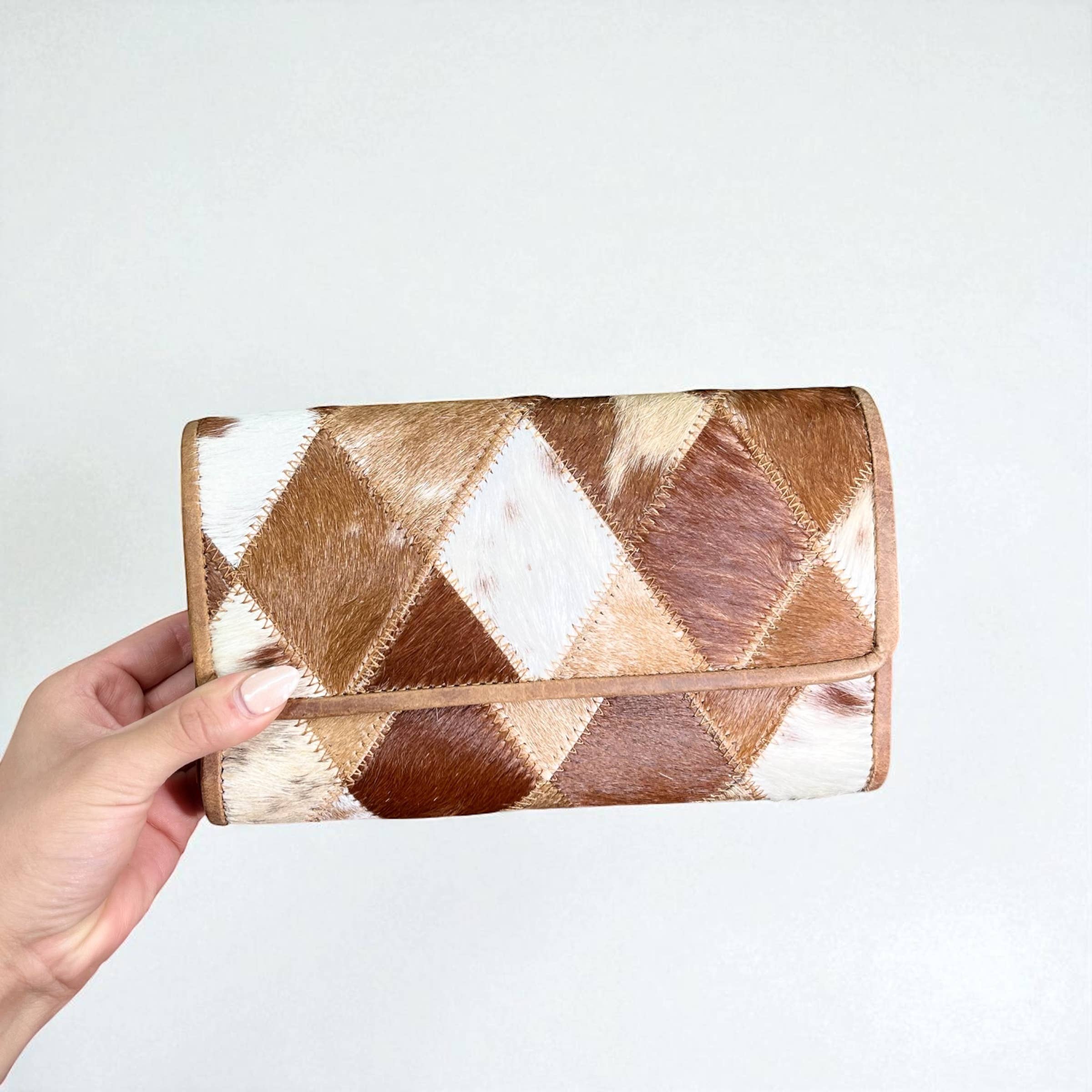 Tan Patchwork Cowhide & Leather Wallet 