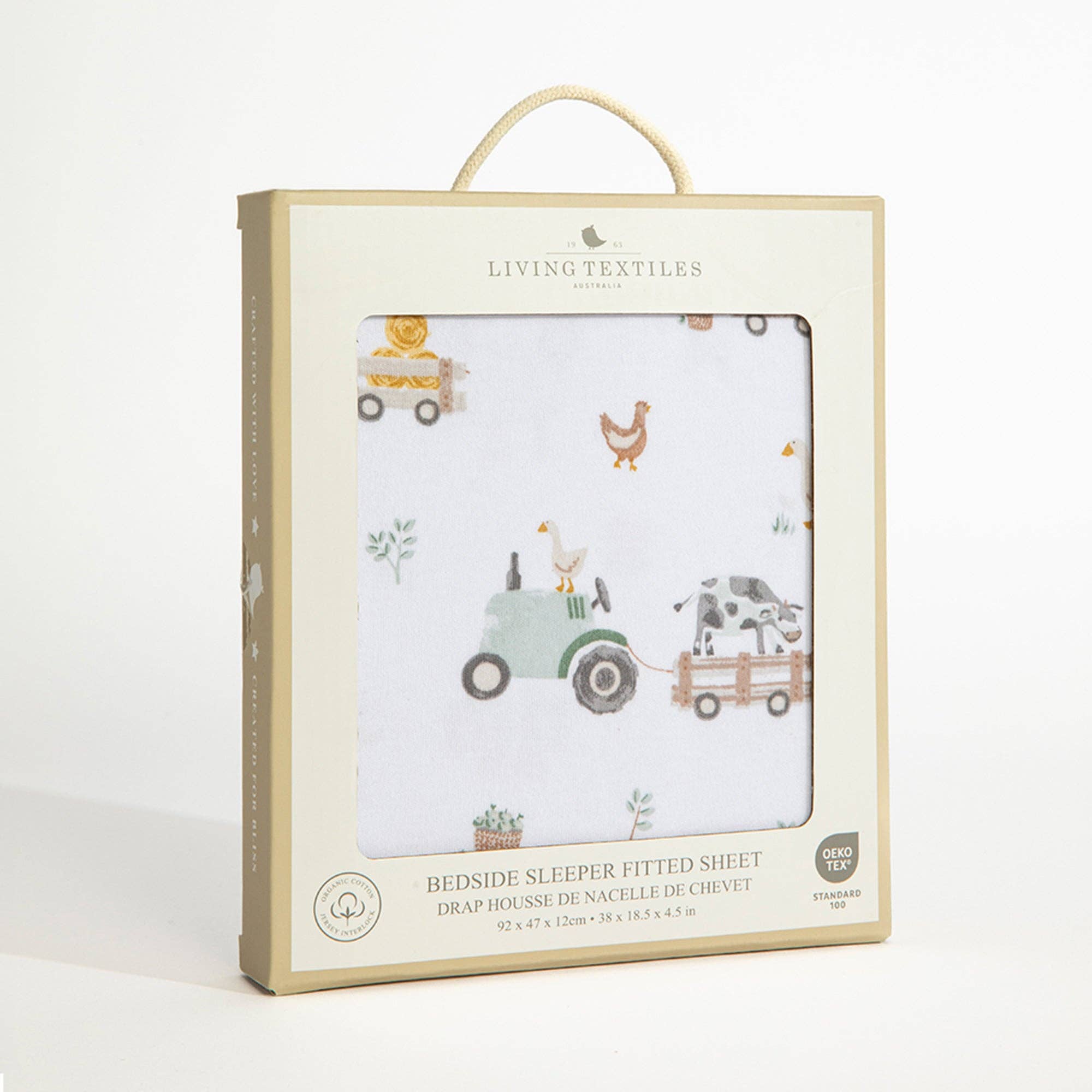 Organic Bedside Sleeper Fitted Sheet - Tractor Ride