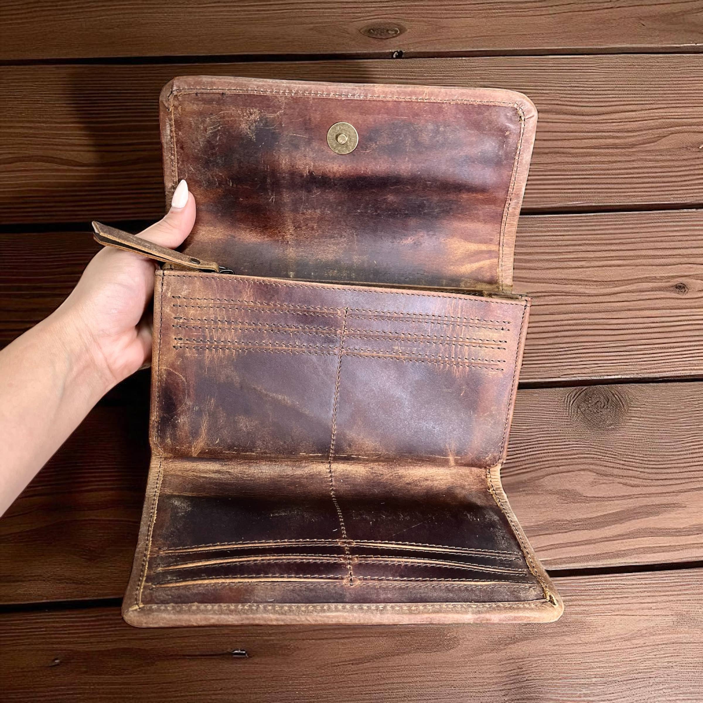 Tan Patchwork Cowhide & Leather Wallet 