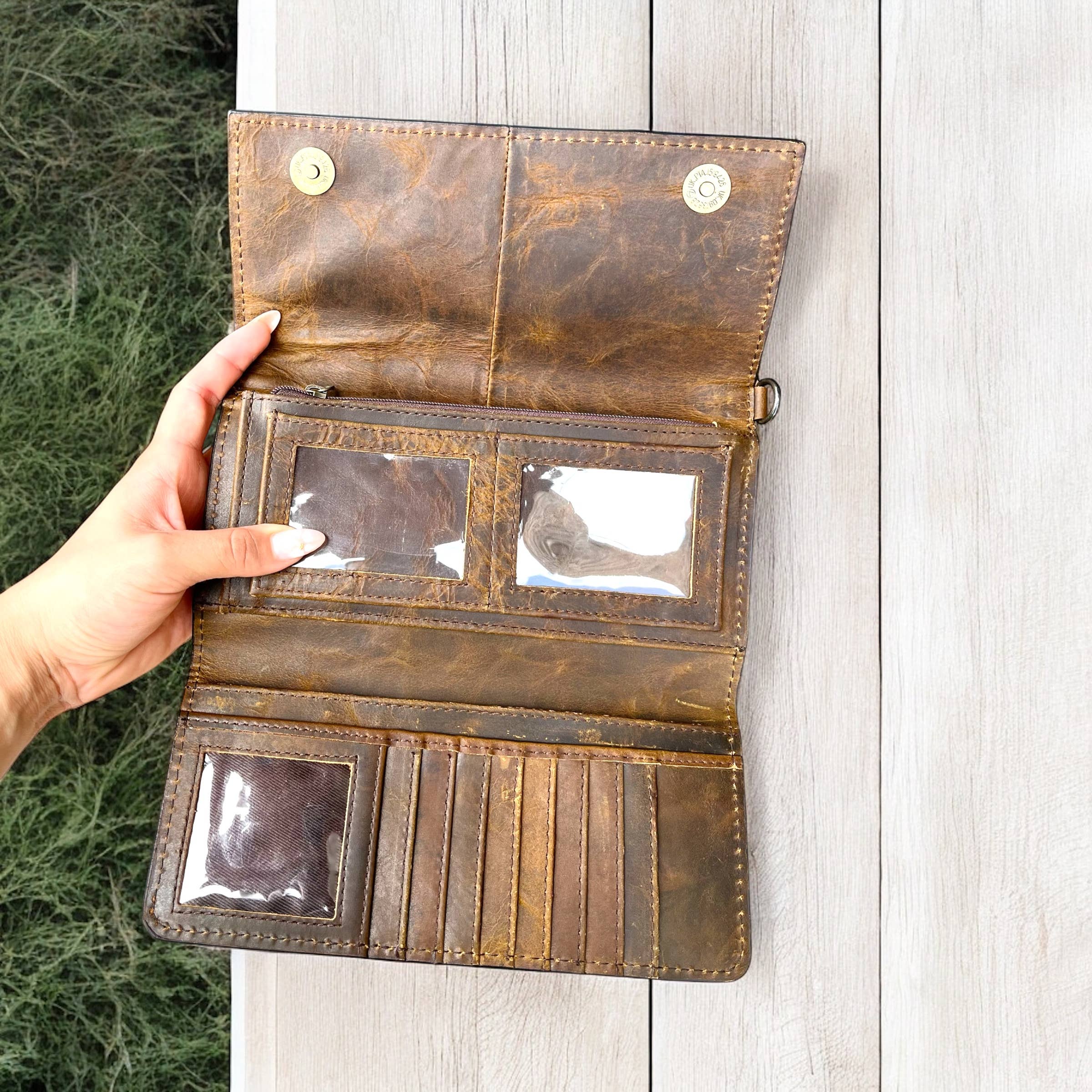 Tooled Leather Crossbody Wallet 