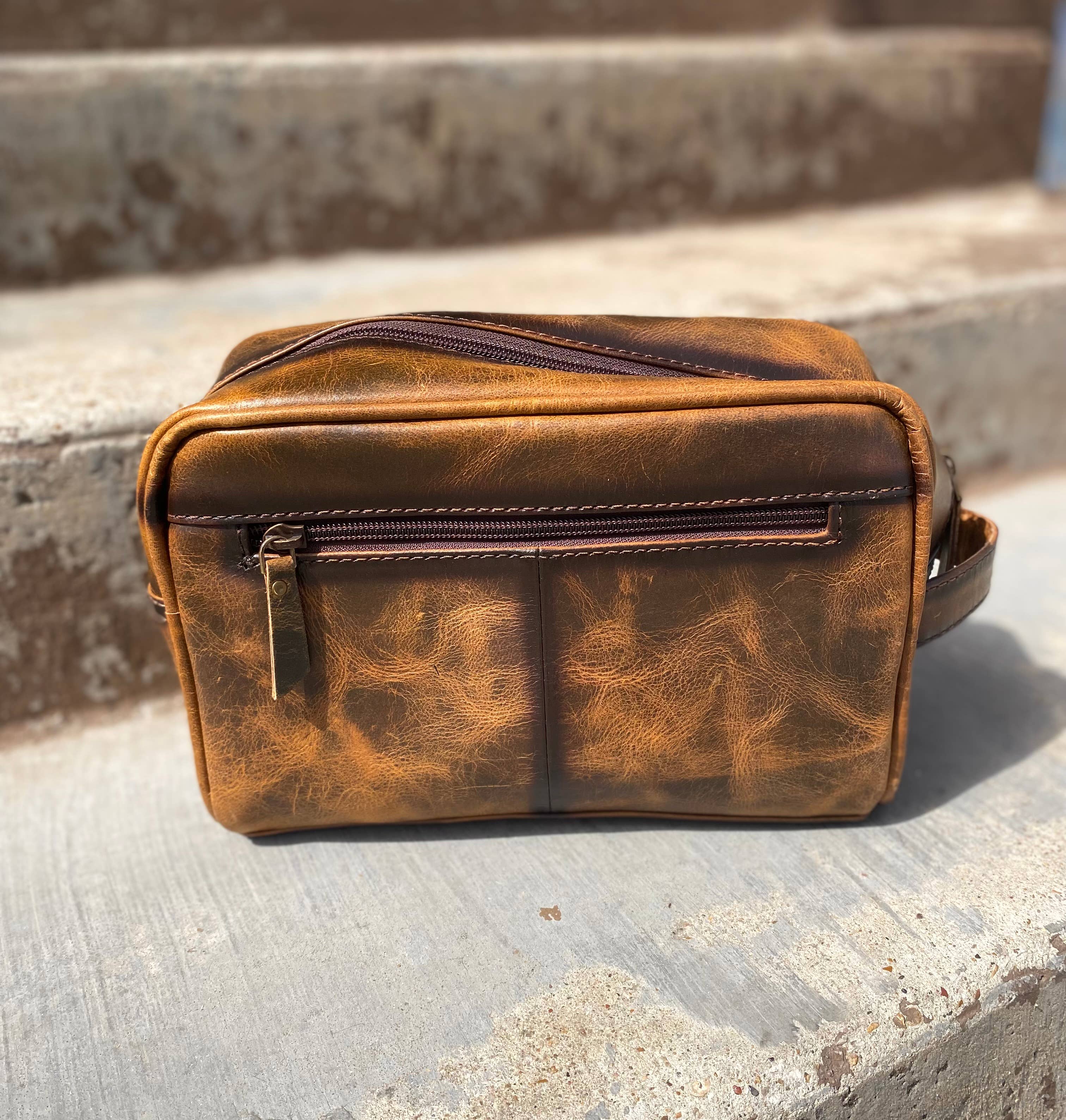 Rustic Leather Toiletry Bag